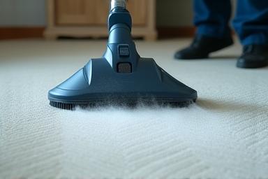 Steam cleaner cleaning a carpet